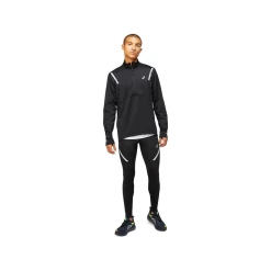 Offres ✔️ Course A Pied Homme Asics T-shirt Asics Lite-show Winter 1/2 Zip NOIR 👍