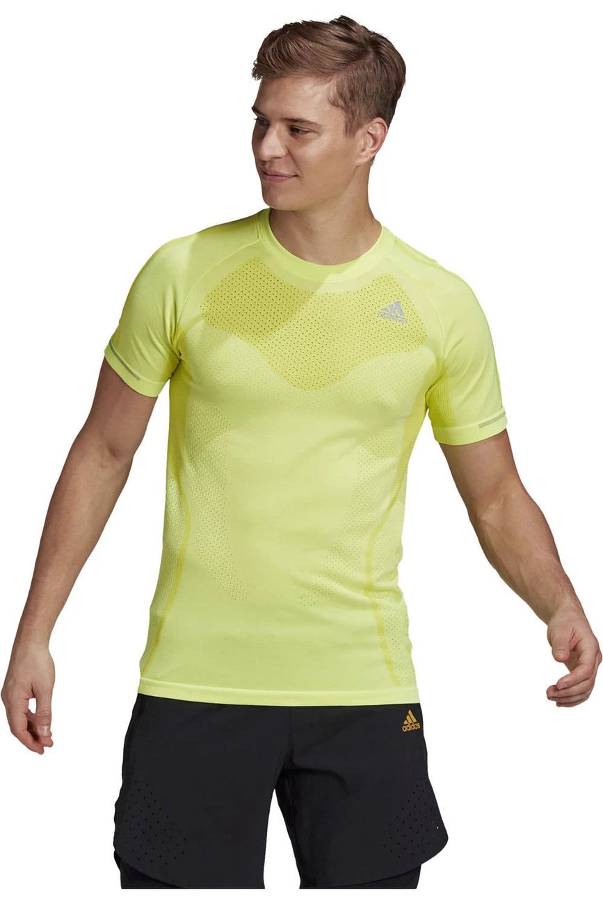 Acheter 💯 Running Homme Adidas Primeknit Tee M JAUNE 😍 – Image 2